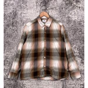 NN07 No Nationality Shirt Large Mens Julio Beige Checkered Long Sleeve Casual